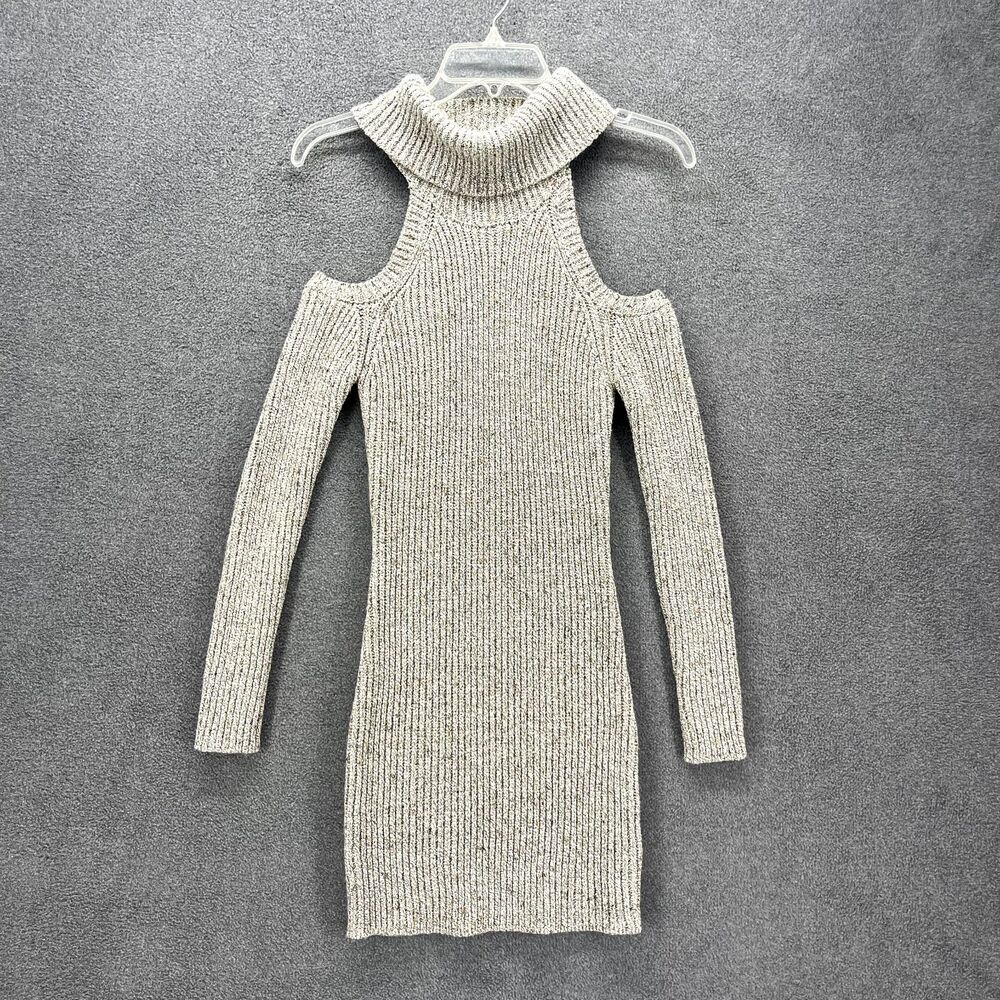 Illa‎ Illa Dress Womens Small Knit Bodycon Cowl Neck Cold Shoulder Long Sleeve